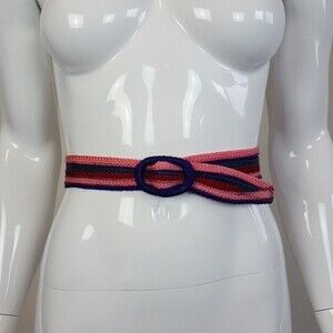 Vintage 80's Purple & Pink Striped Woven Belt